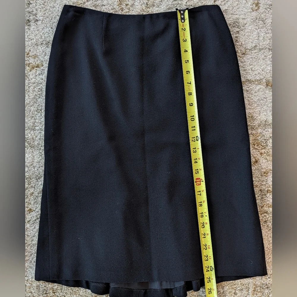 Vintage 100% Wool Womens Size 8 Pencil Skirt Black Solid Lined